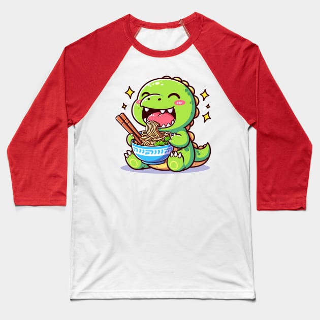 Lovable Dino Ramen Baseball T-Shirt by NayaRara